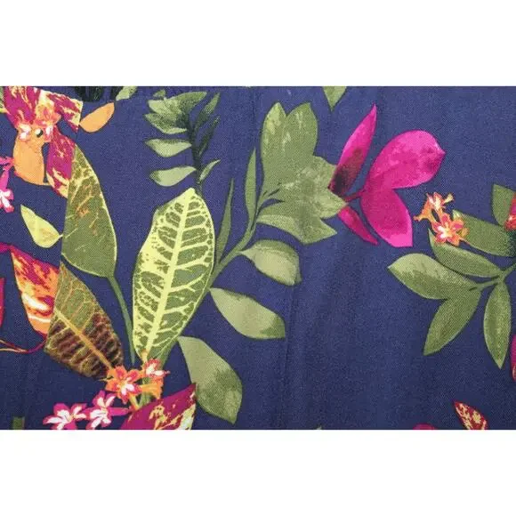 J. Jill Wide Leg Cropped Floral Smocked Pull on Pants M Tropical Vacation Resort - Picture 4 of 8